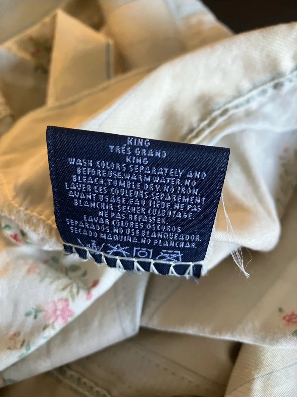 Ralph Lauren Alderwood Julianne Vintage King Pillowcase Flowers Striped AS IS.